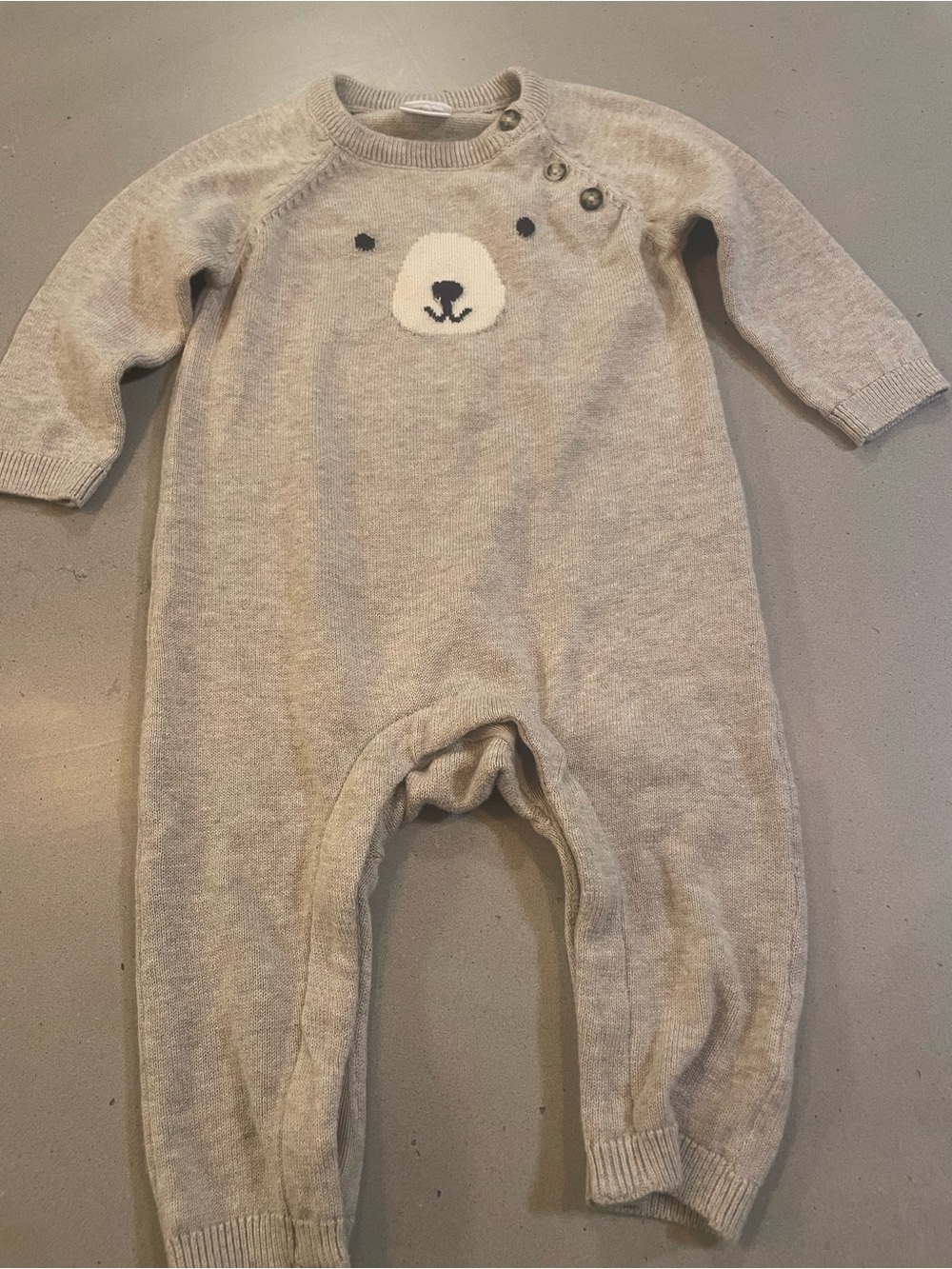 Nordstrom Beige Bear Knit Baby One-Piece